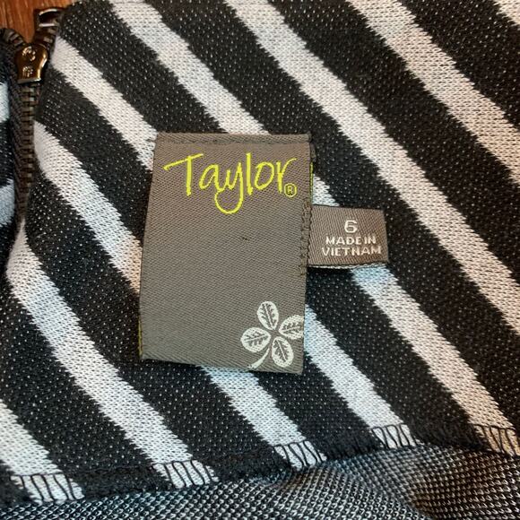 Taylor Inverted Zigzag Dress long sleeve Black White Womens size 6 - Picture 5 of 5